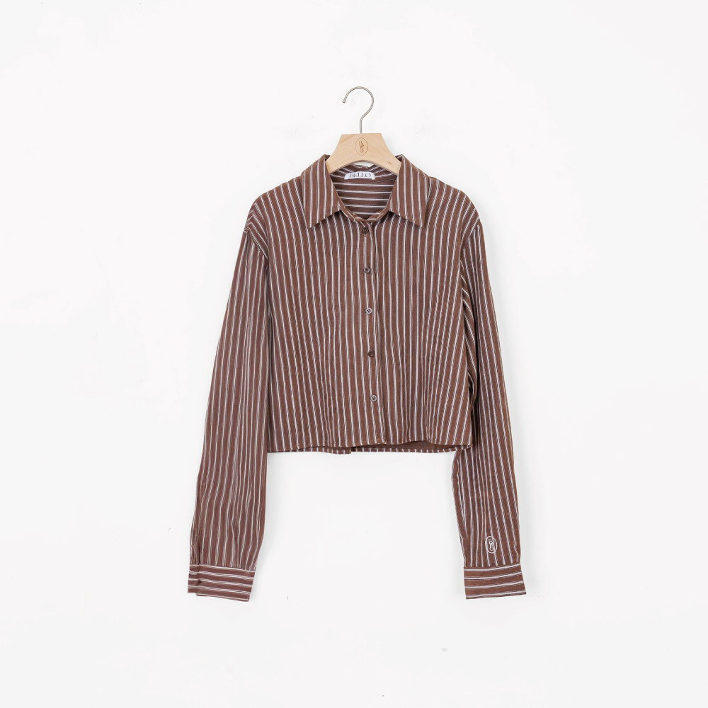 中短絨霧感直紋襯衫