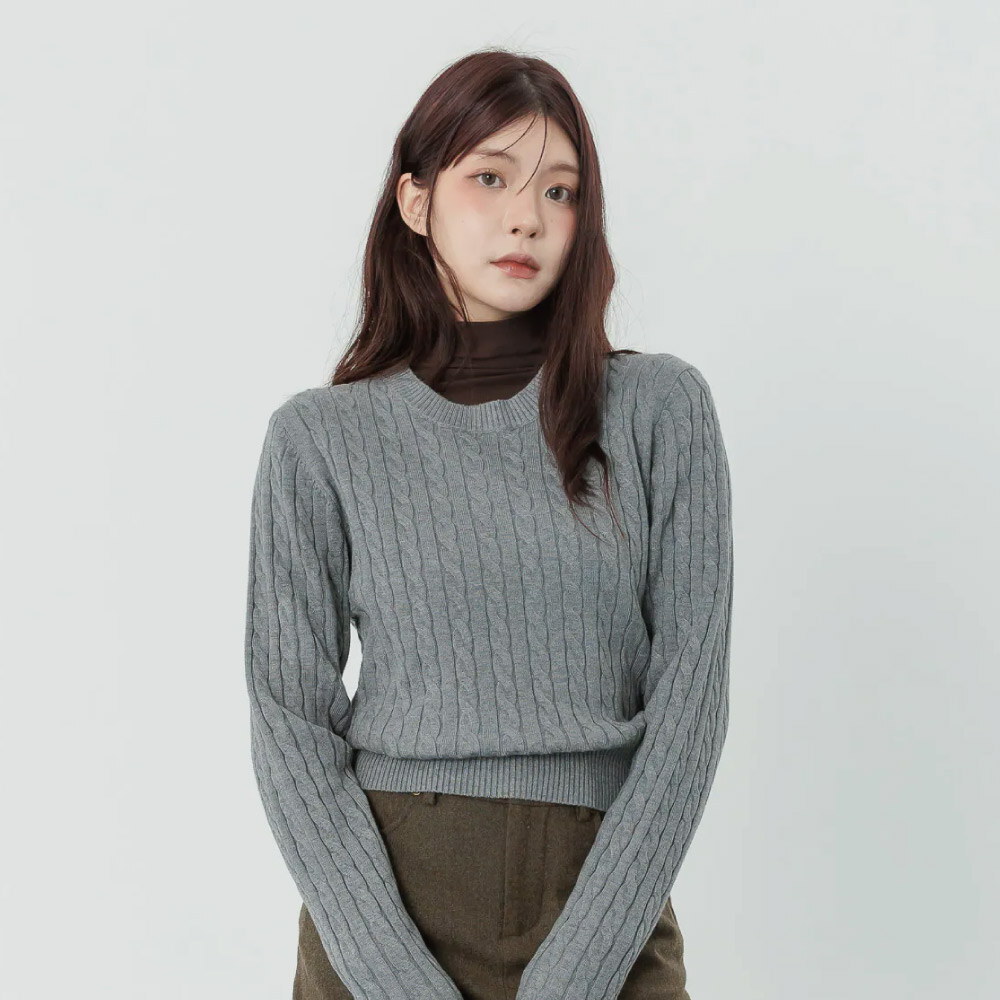 親膚修身小麻花毛衣