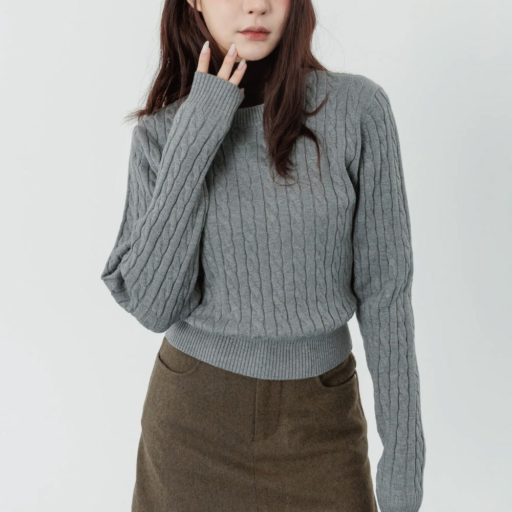 親膚修身小麻花毛衣