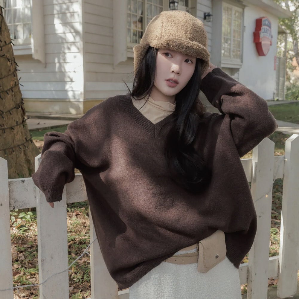 美麗諾V領羊毛衣