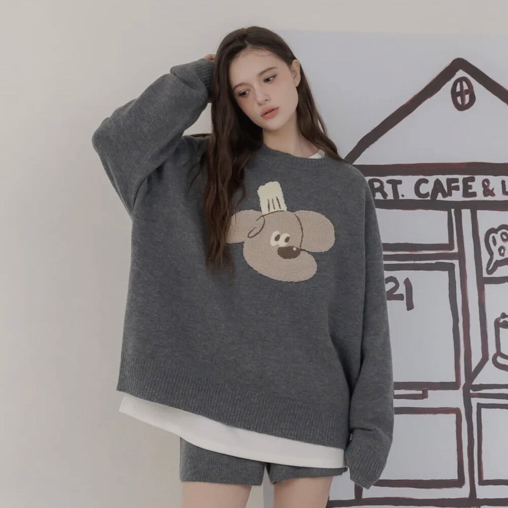 立體Q毛Muffy圓領毛衣