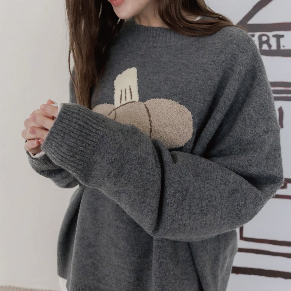 立體Q毛Muffy圓領毛衣