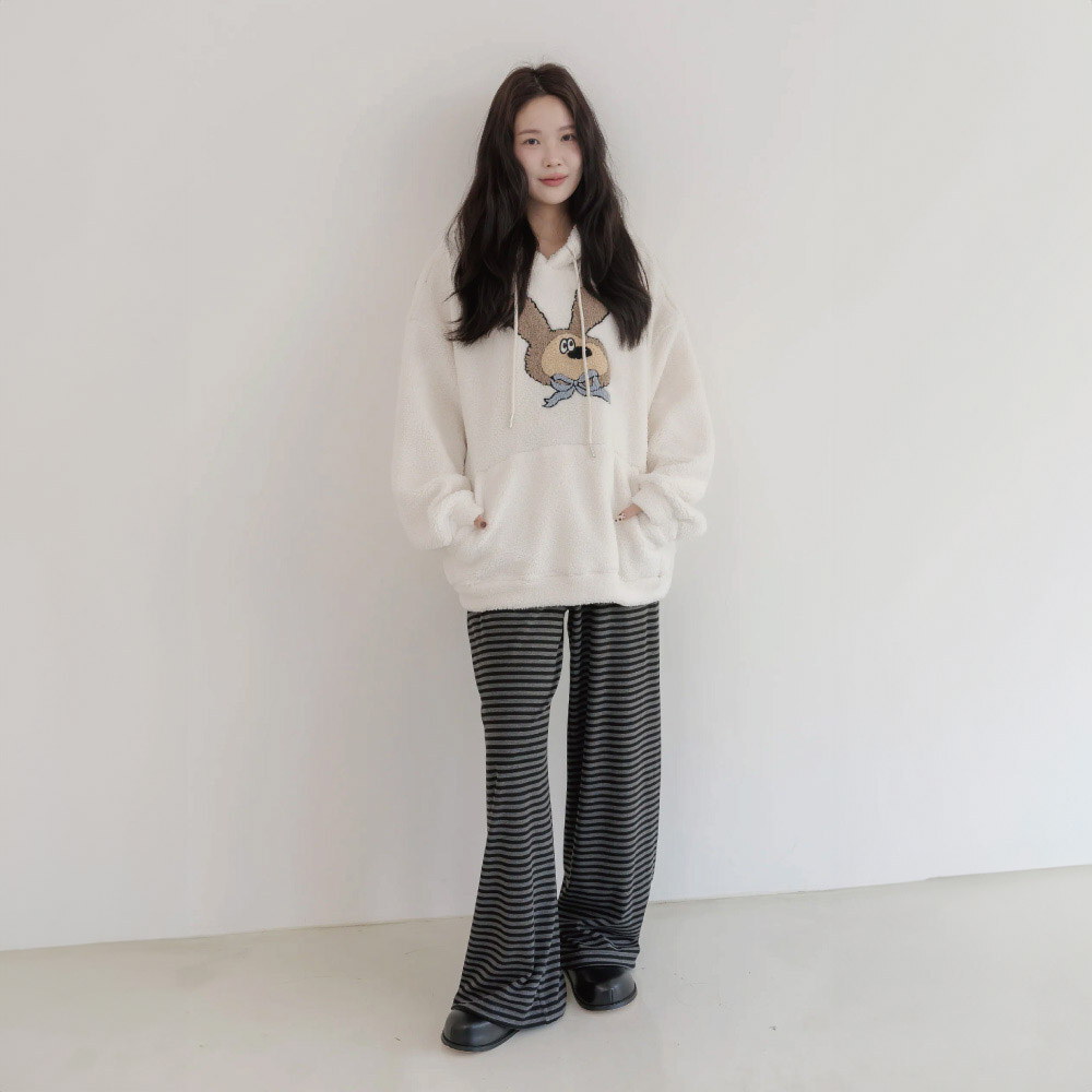 OREO條紋抽繩寬棉褲