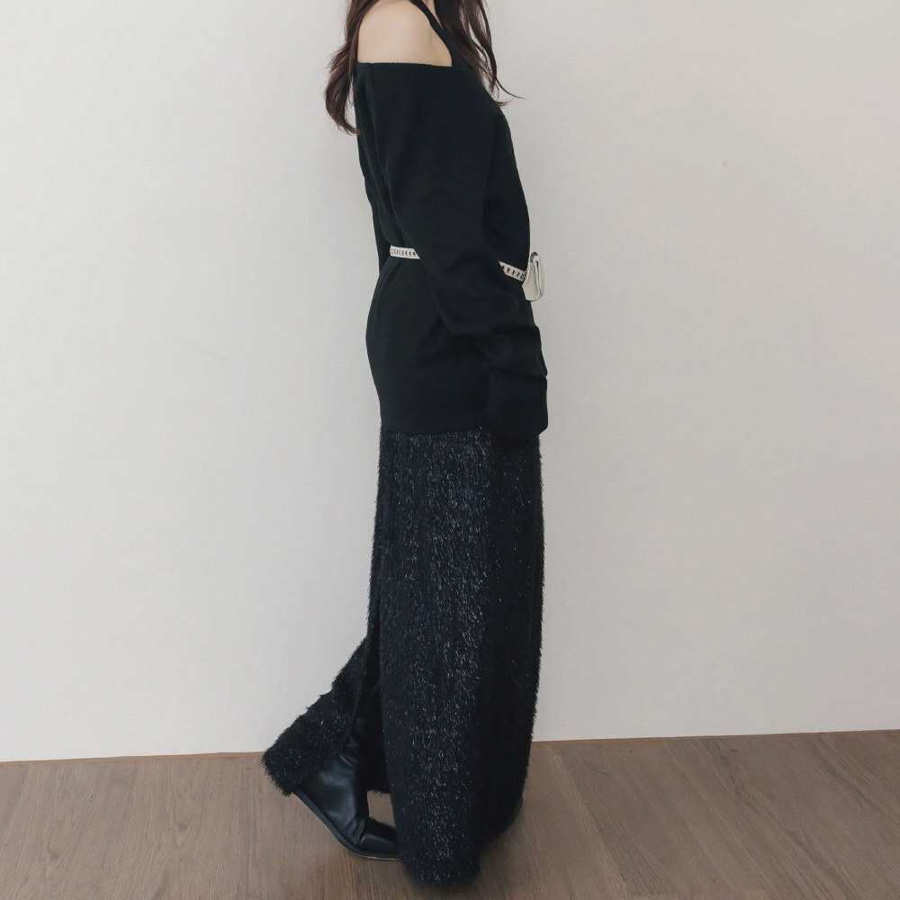 by Bello-微光毛絨直筒長裙