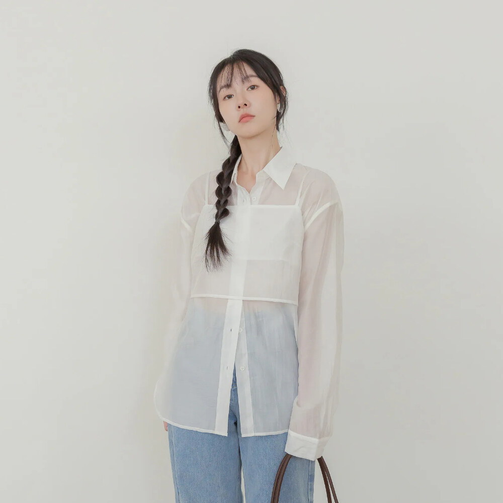 by Bello-透肌感天絲襯衫SET