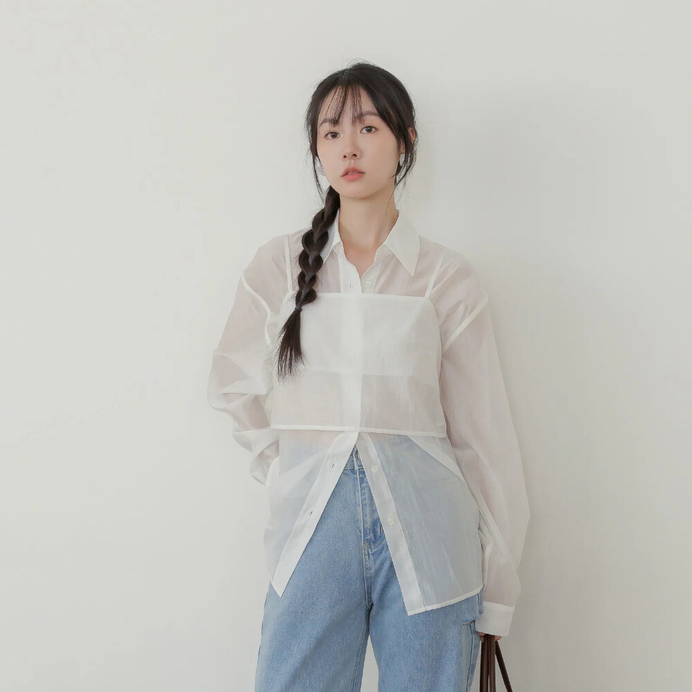 by Bello-透肌感天絲襯衫SET