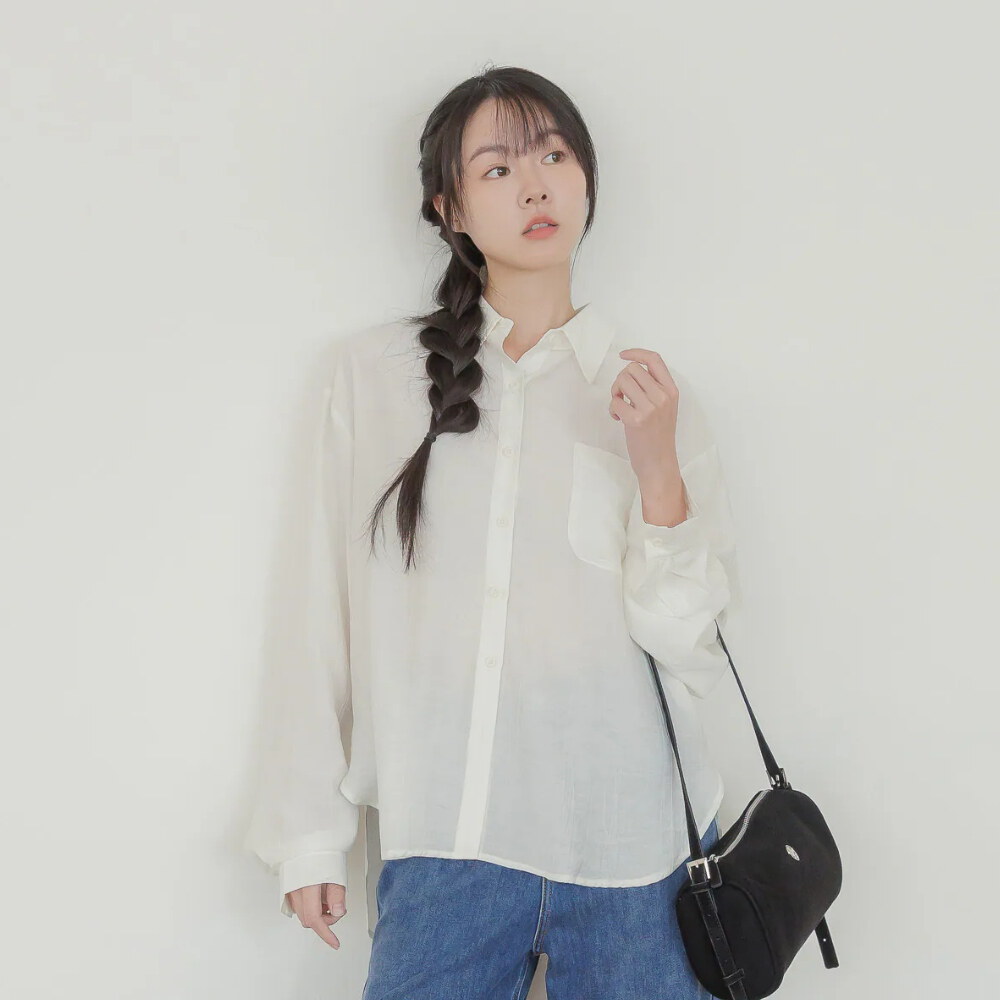 by Bello-微光澤柔膚木紋襯衫