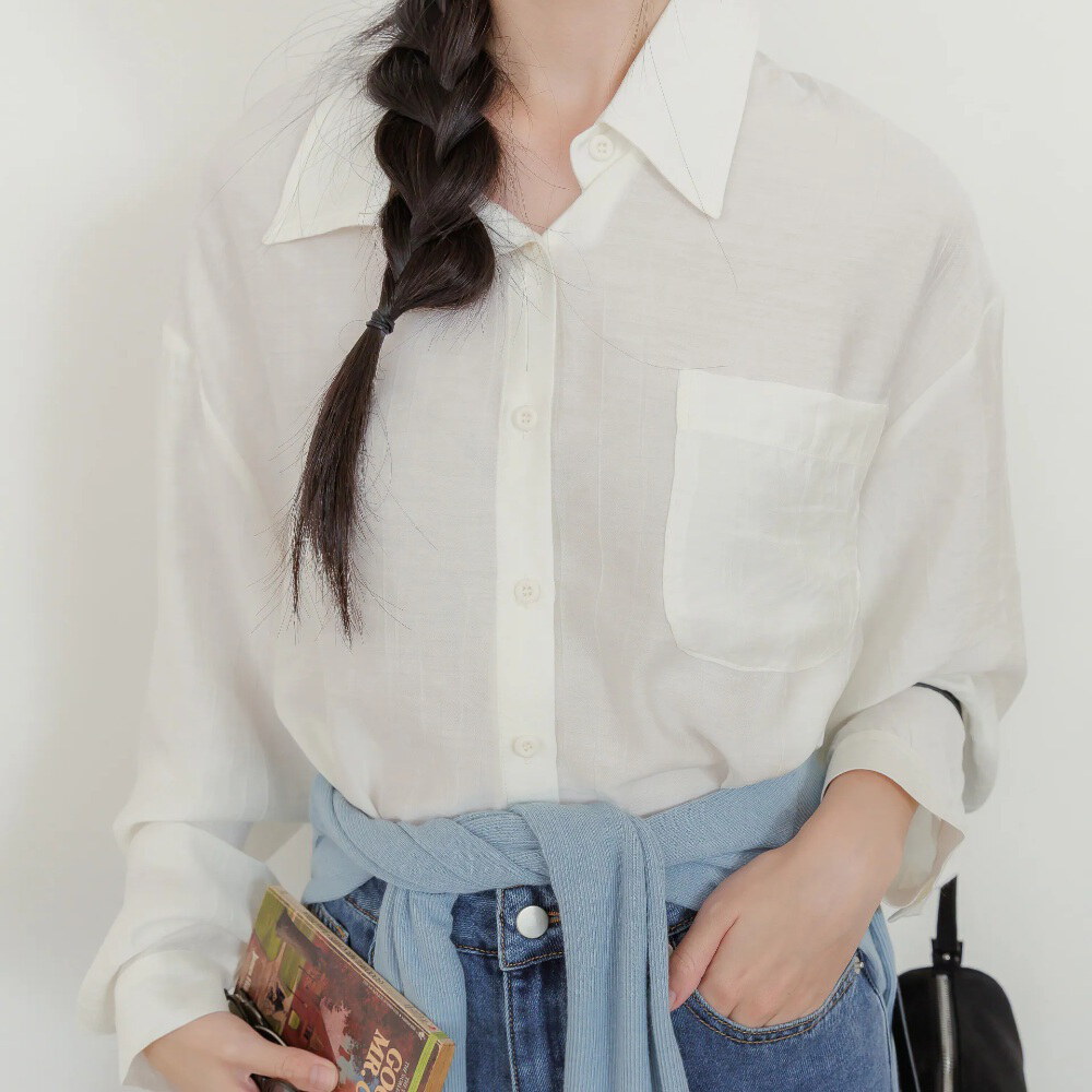 by Bello-微光澤柔膚木紋襯衫