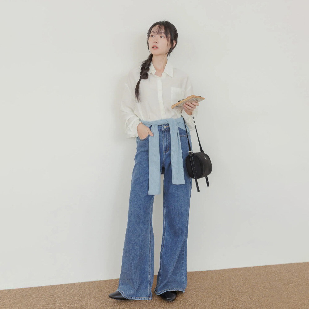 by Bello-微光澤柔膚木紋襯衫