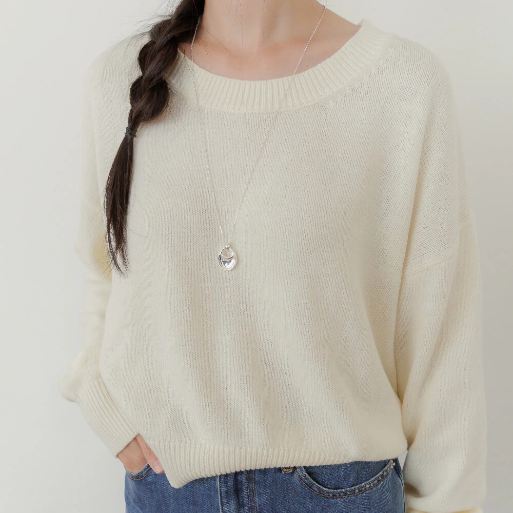 by Bello-大圓領綁帶針織長袖