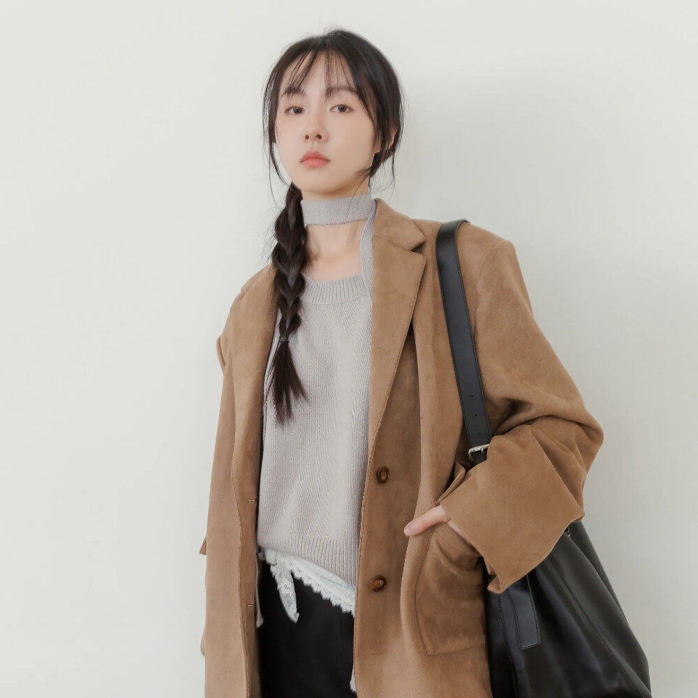 by Bello-大圓領綁帶針織長袖