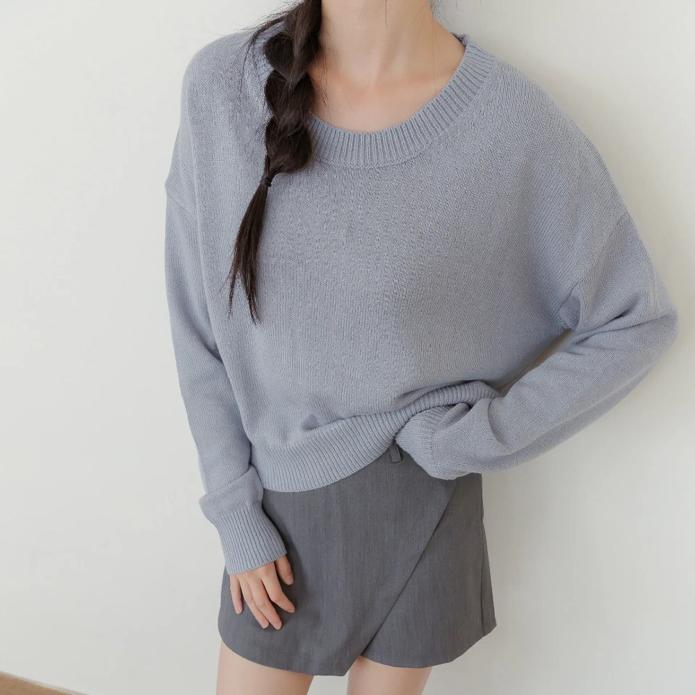 by Bello-大圓領綁帶針織長袖