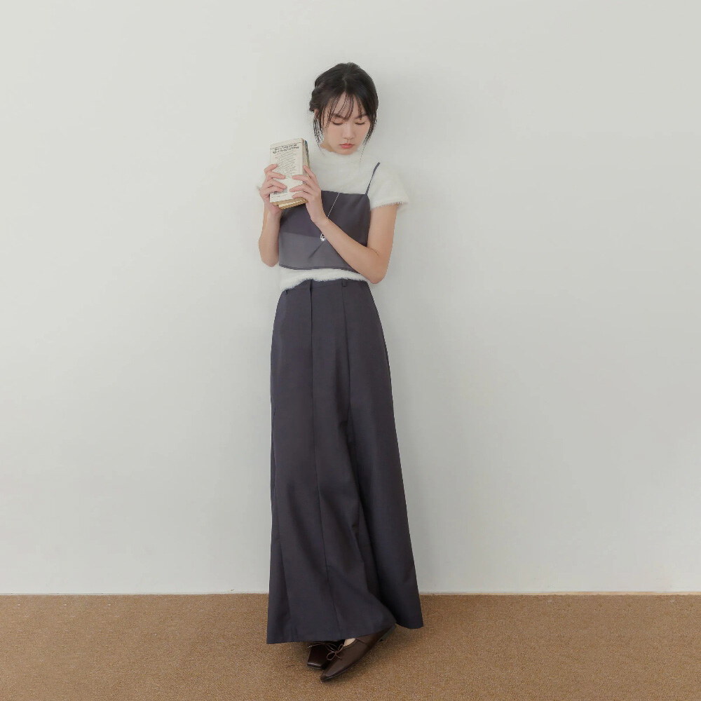 by Bello-立體傘襬西裝長裙