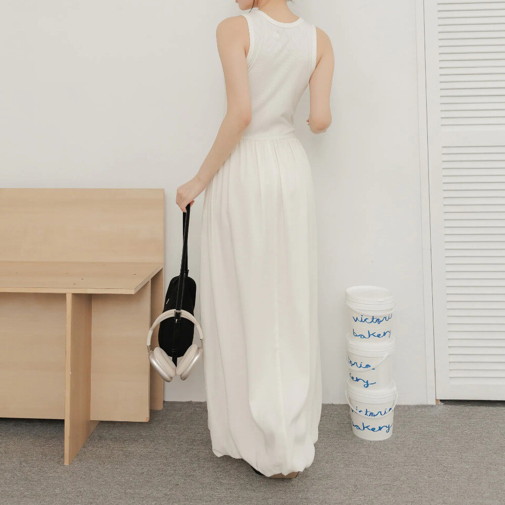 By BB-拼接天絲氣球洋裝