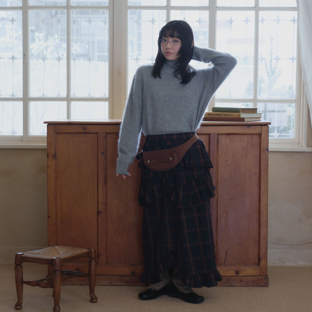 午夜格紋花邊長裙