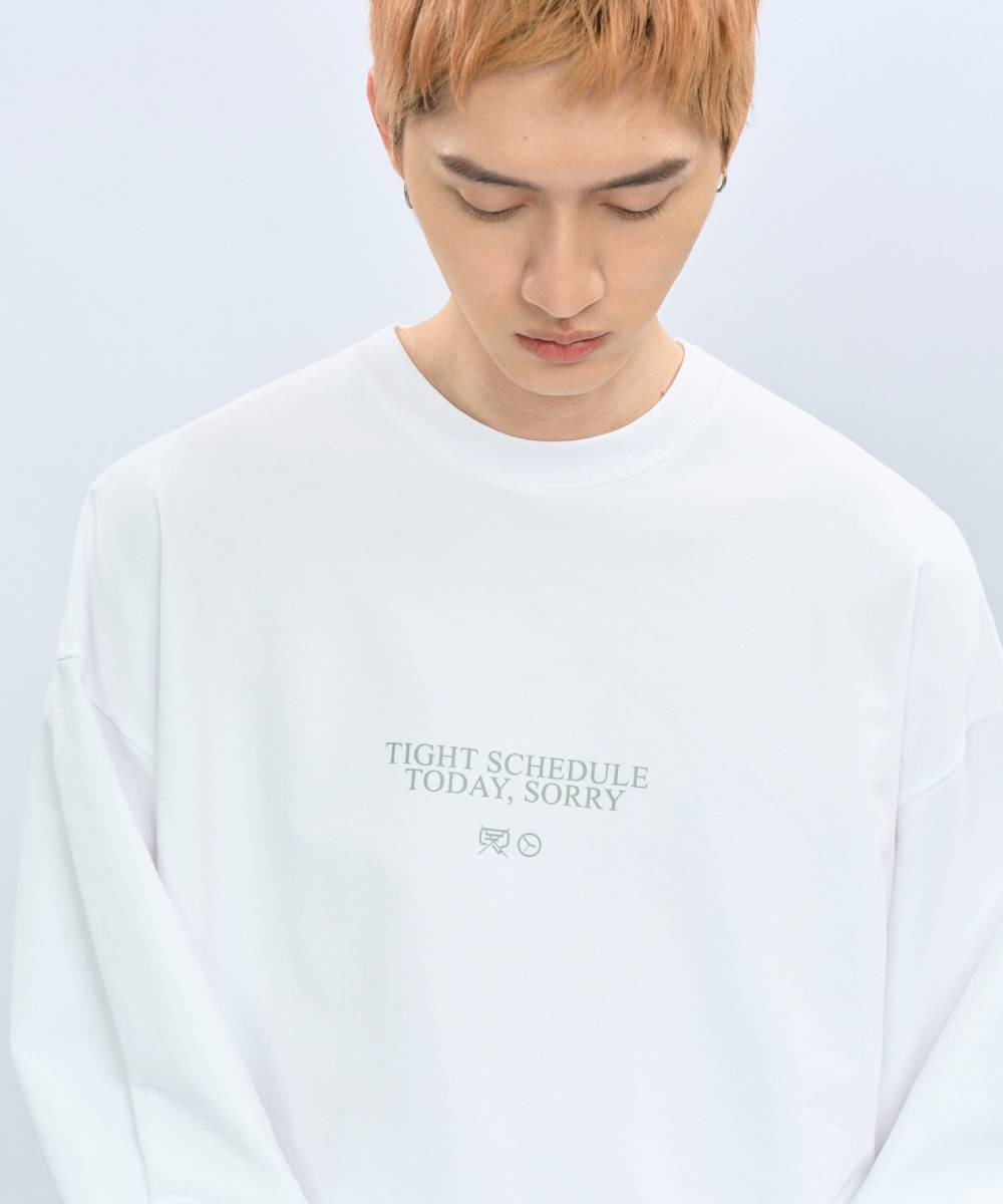 “TIGHT SCHEDULE” Loose Fit L/S Tee 圖像大學Tee