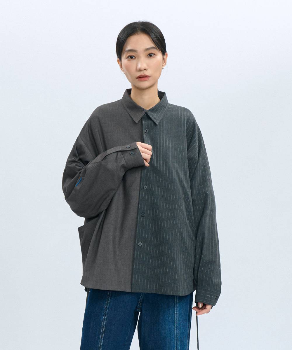 “Half Day” Pinstripe Shirt 西料條紋可拆襯衫