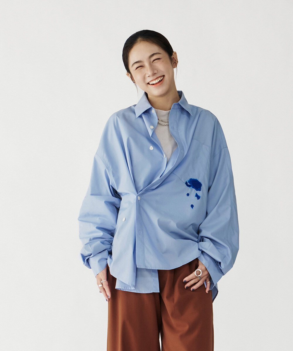 melsign聯名刺繡多釦襯衫