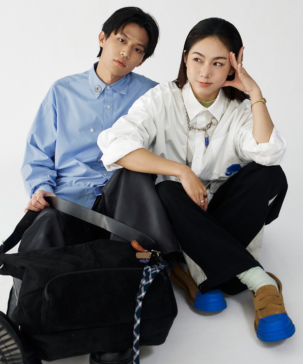 melsign聯名刺繡多釦襯衫