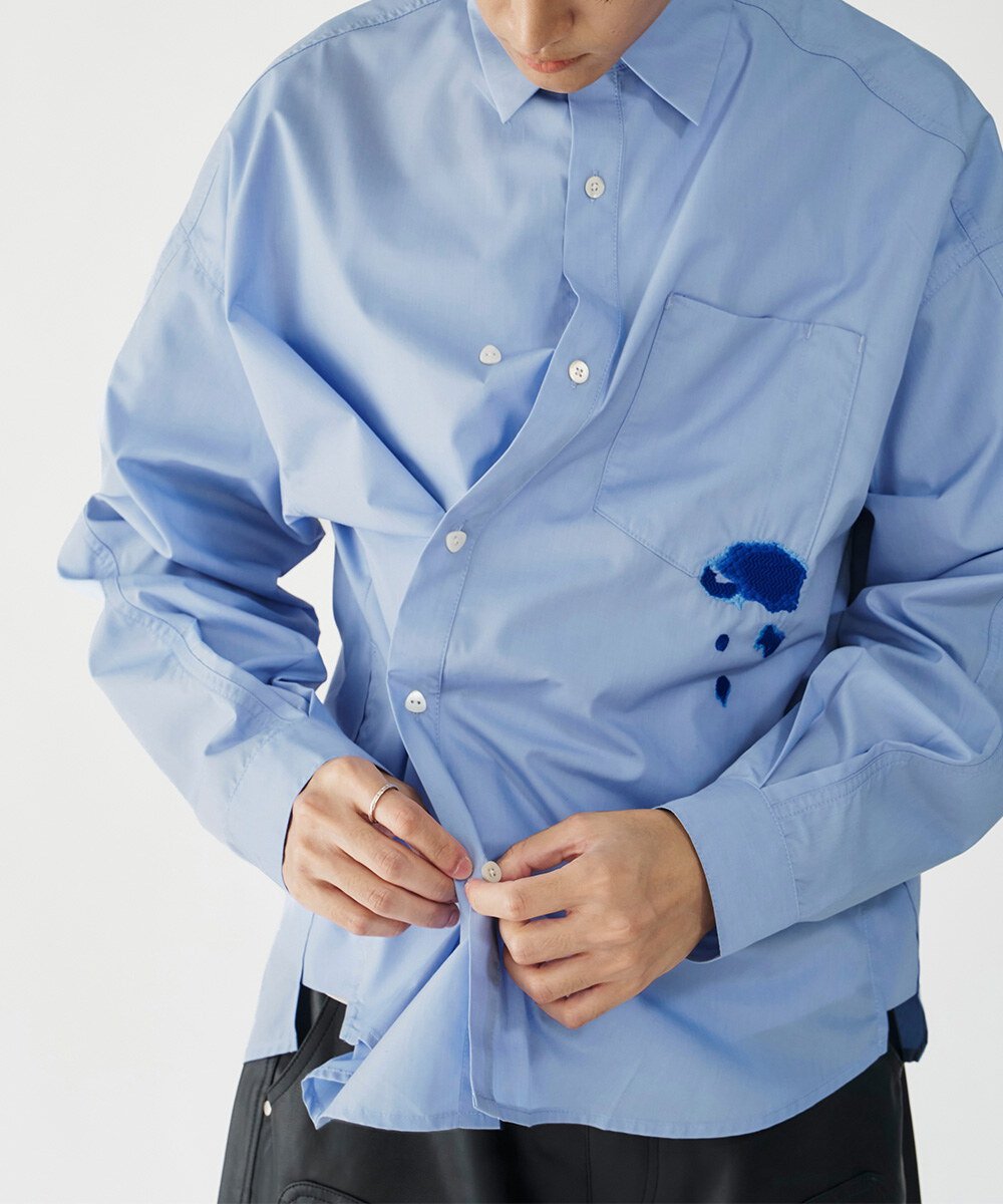 melsign聯名刺繡多釦襯衫