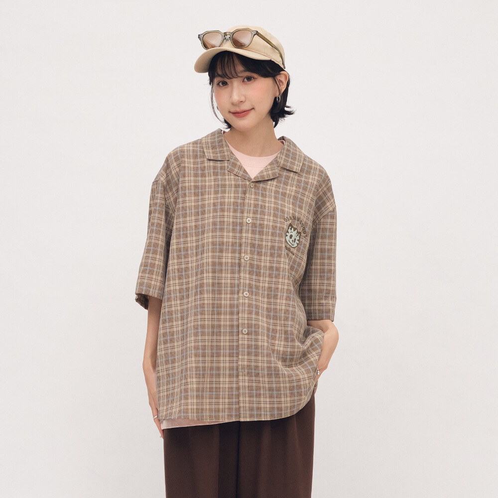 OSAMU GOODS 聯名開領格紋短袖襯衫