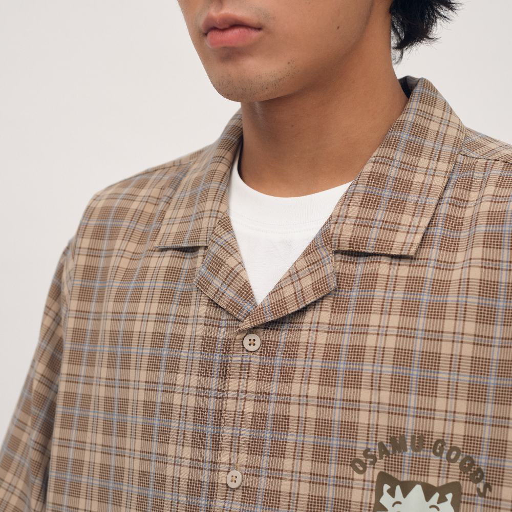 OSAMU GOODS 聯名開領格紋短袖襯衫