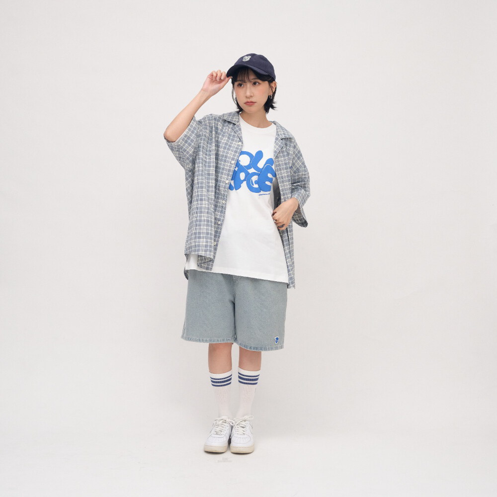 OSAMU GOODS 聯名開領格紋短袖襯衫