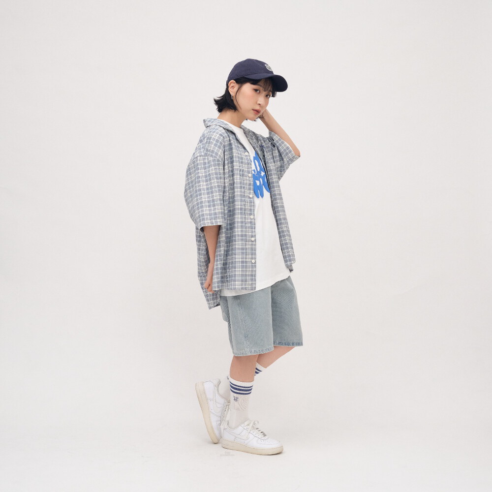 OSAMU GOODS 聯名開領格紋短袖襯衫