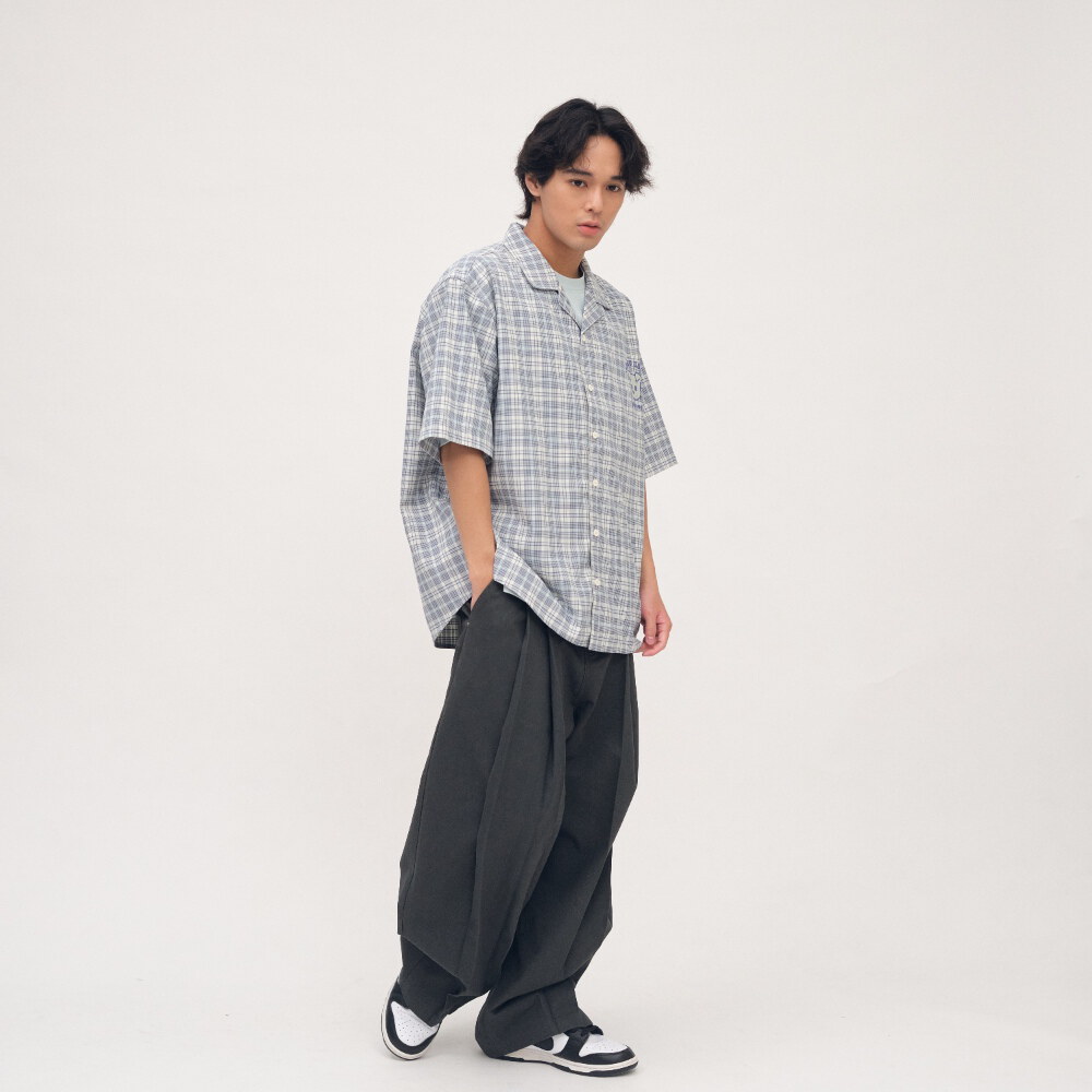 OSAMU GOODS 聯名開領格紋短袖襯衫