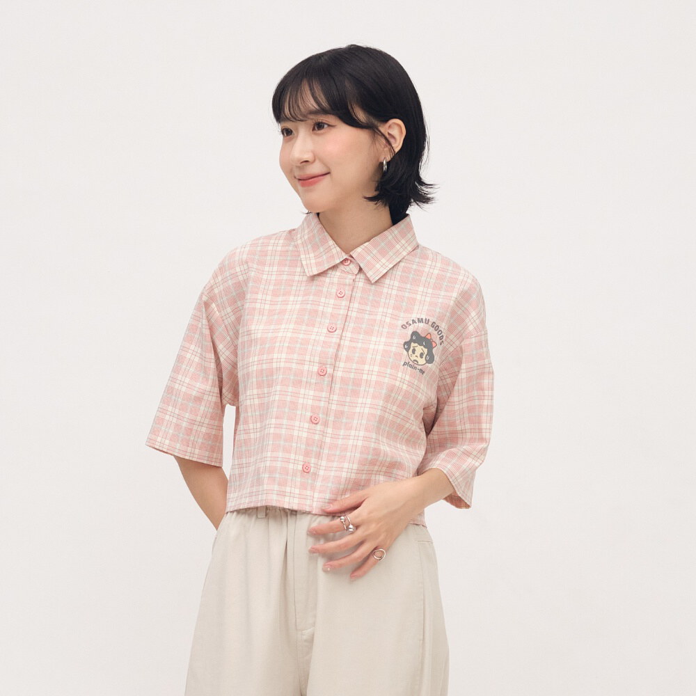 OSAMU GOODS 聯名格紋女裝短袖襯衫
