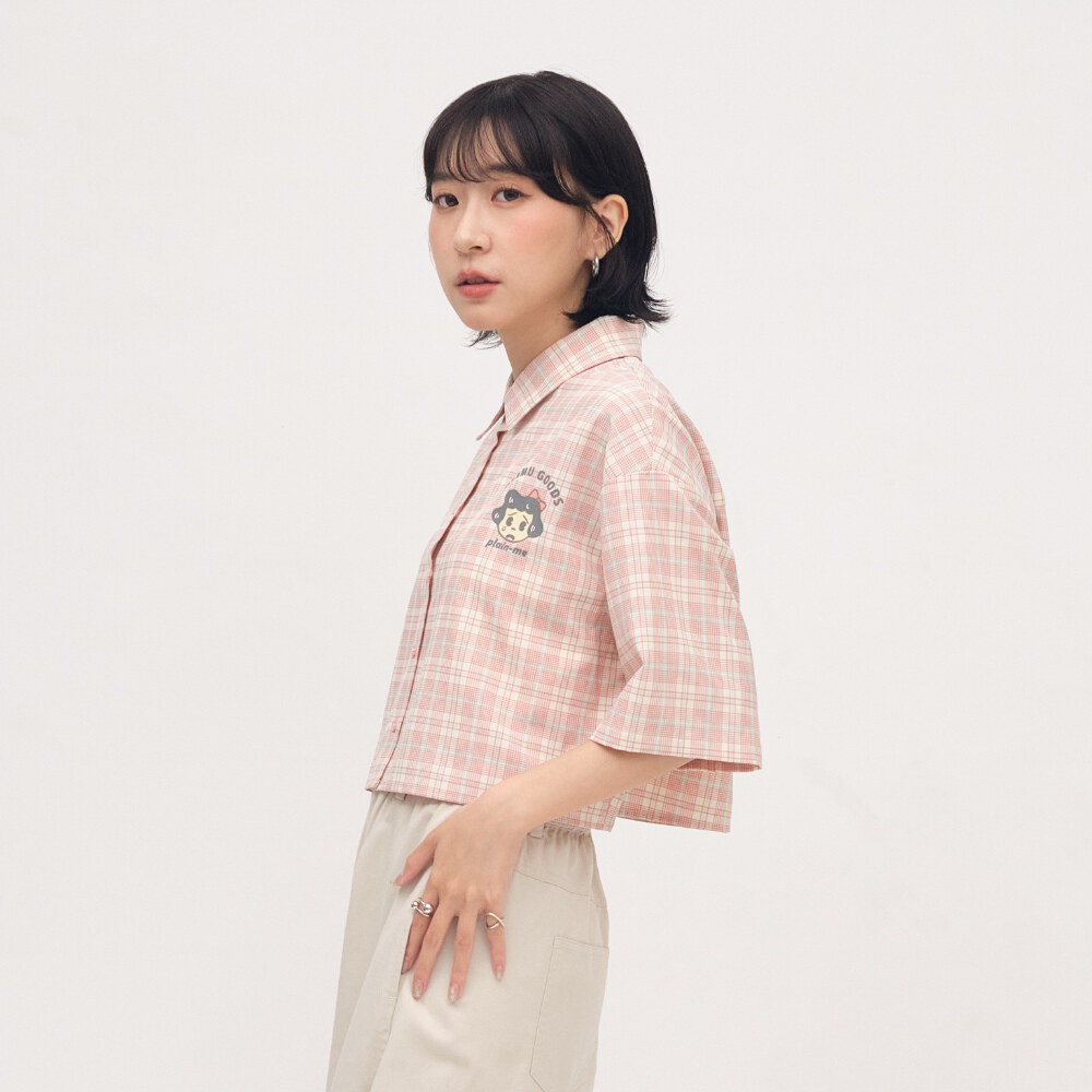 OSAMU GOODS 聯名格紋女裝短袖襯衫