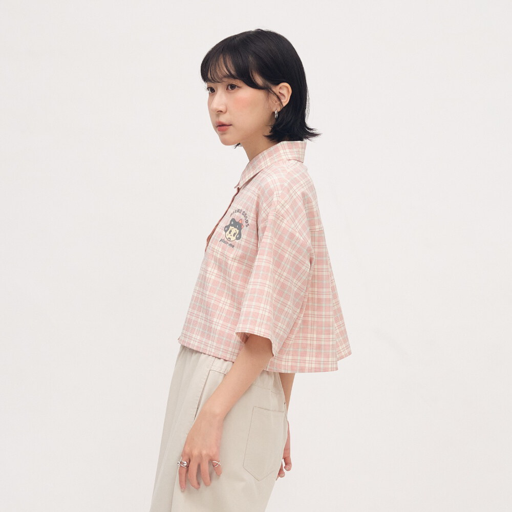 OSAMU GOODS 聯名格紋女裝短袖襯衫