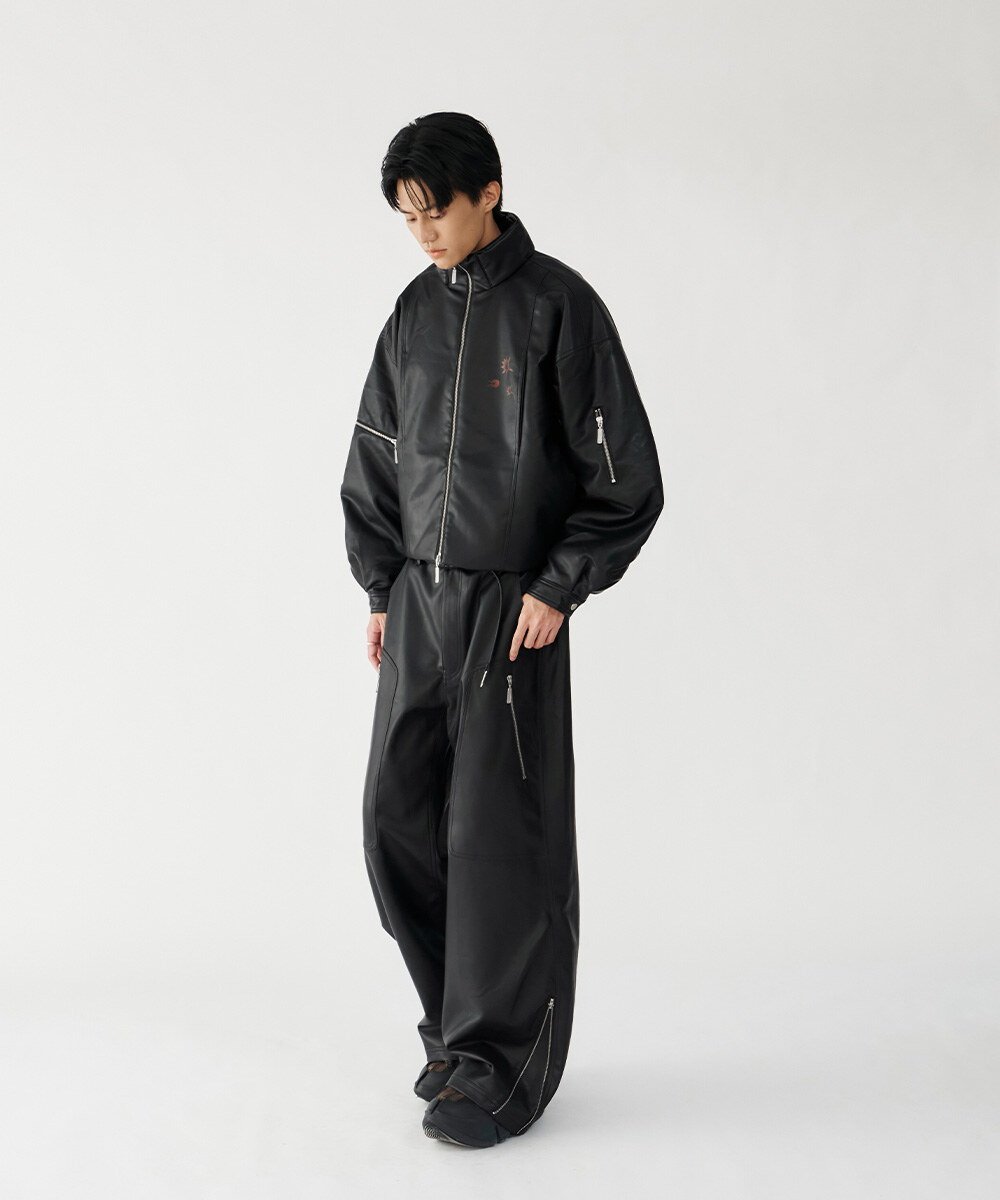 melsign聯名多口袋拉鍊皮褲