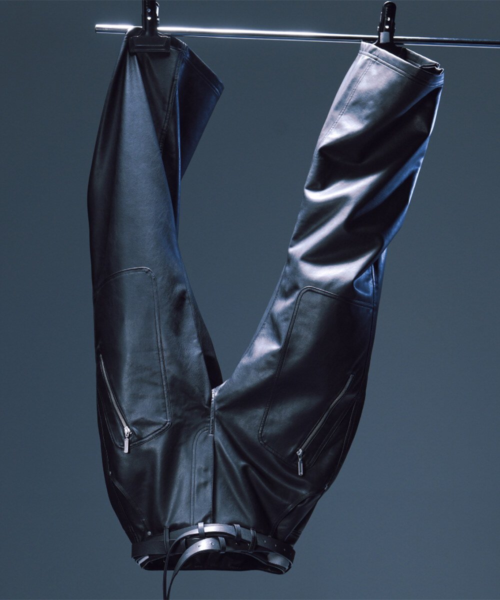 melsign聯名多口袋拉鍊皮褲