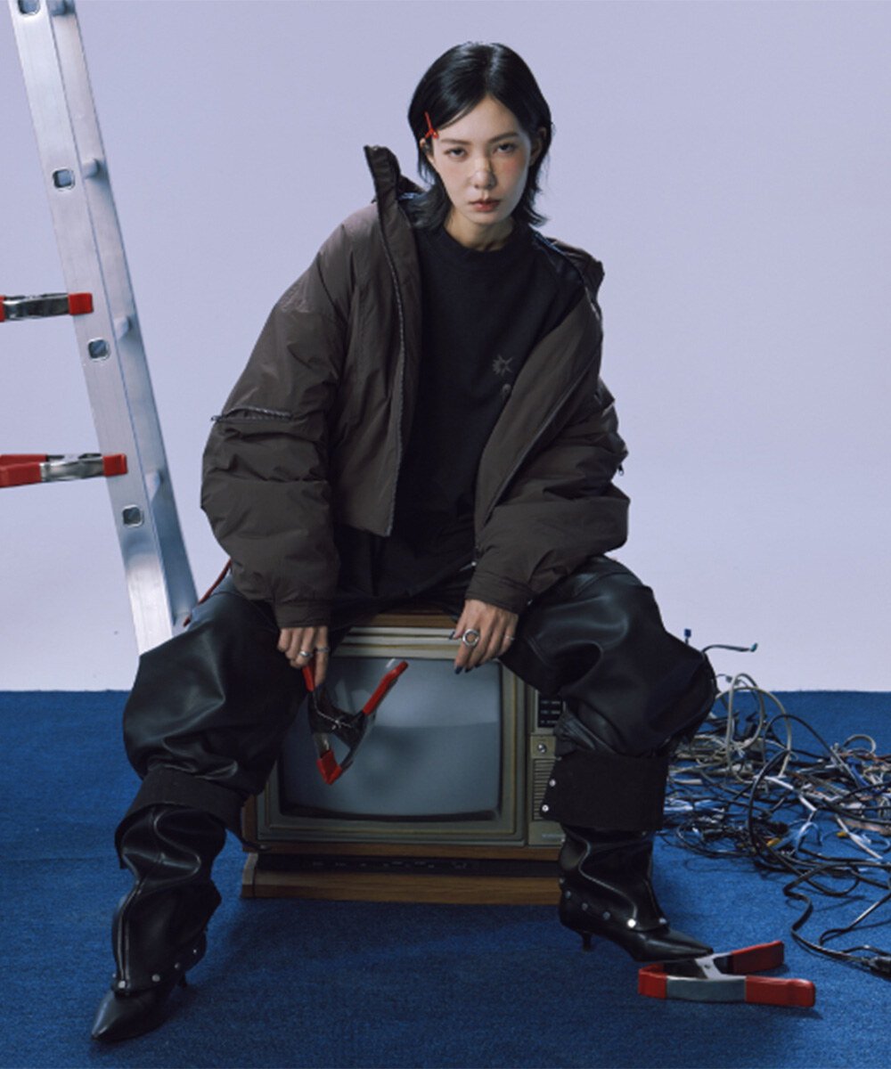 melsign聯名多口袋拉鍊皮褲