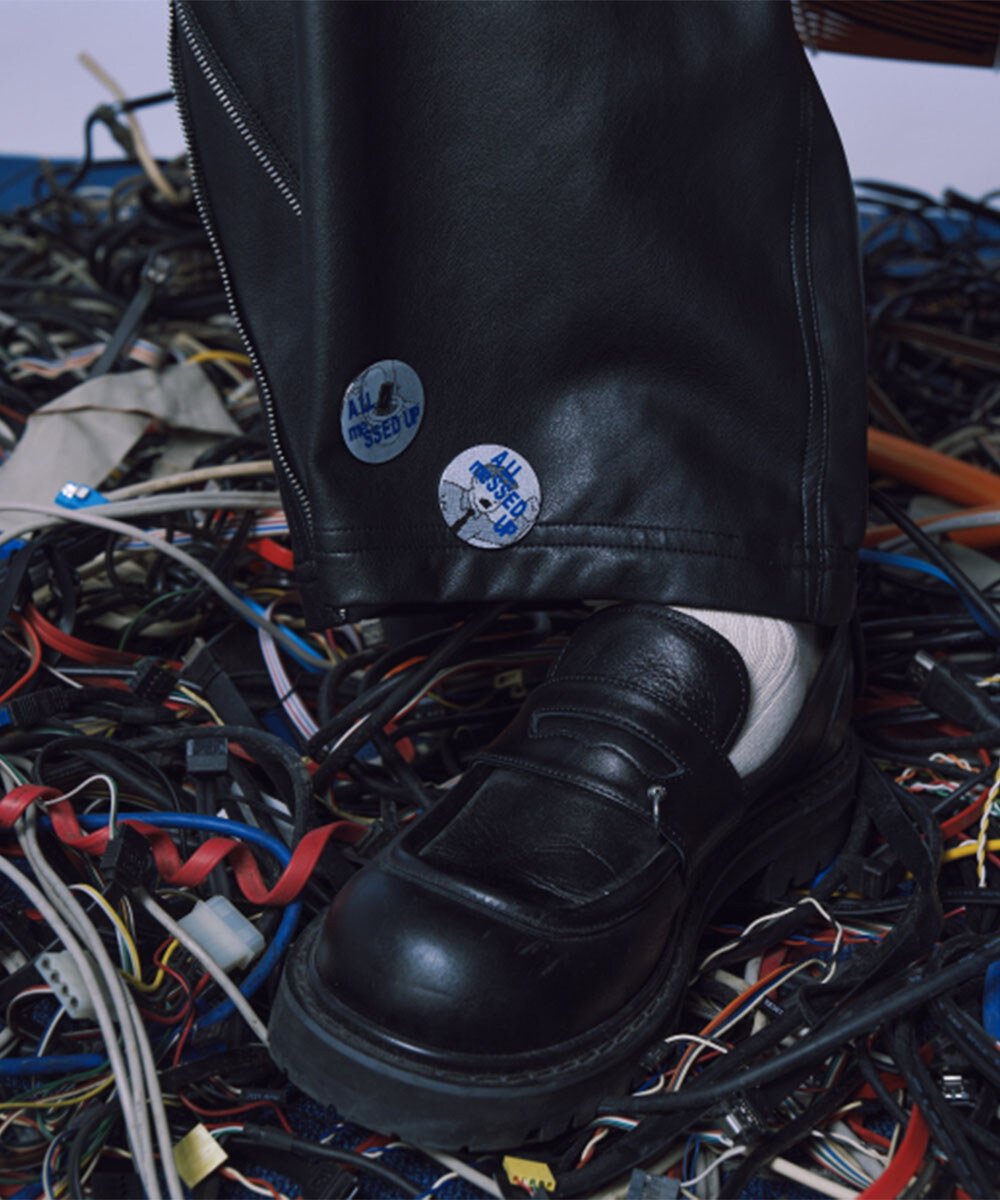 melsign聯名多口袋拉鍊皮褲