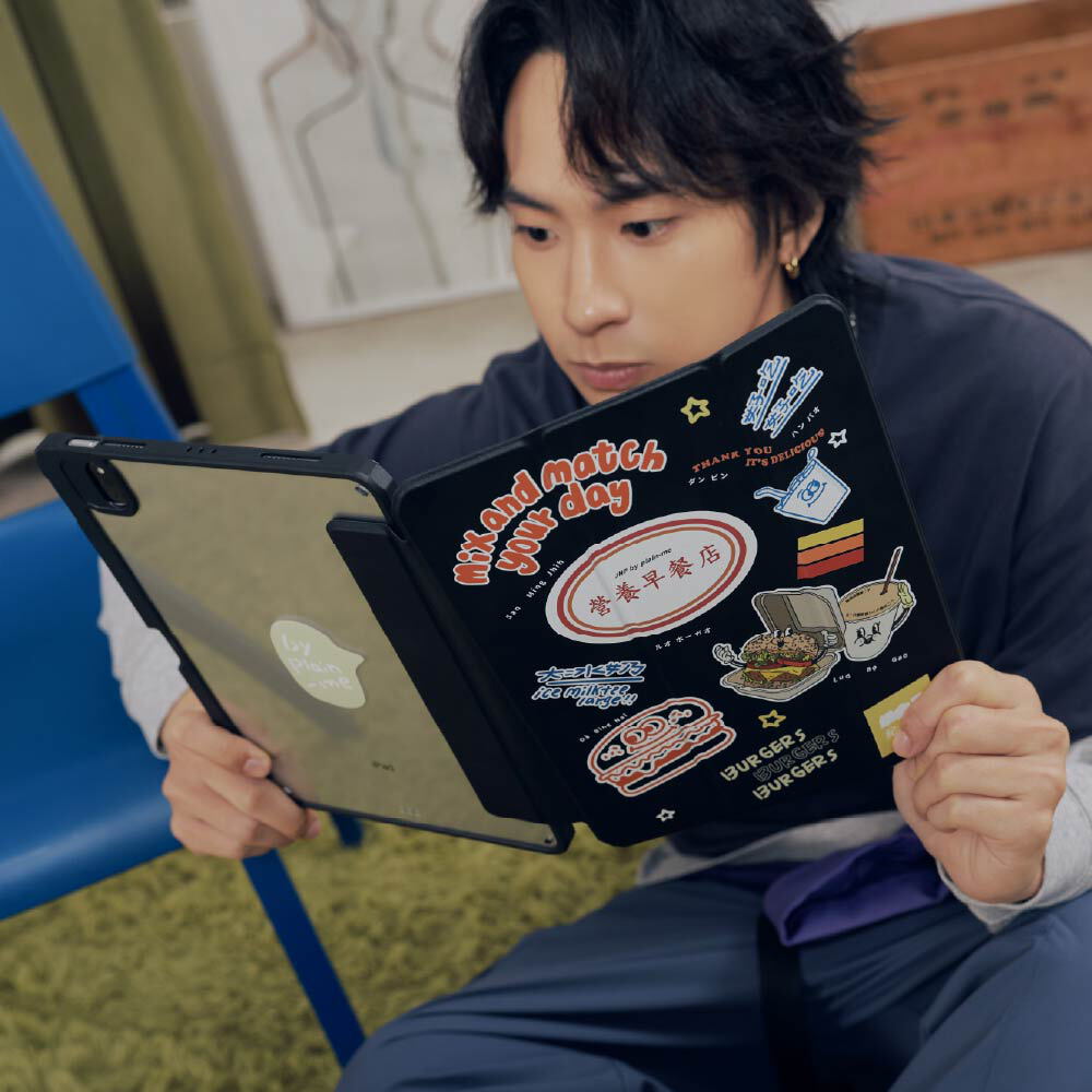 JNP早餐店塗鴉強悍磁吸iPadY折保護殼