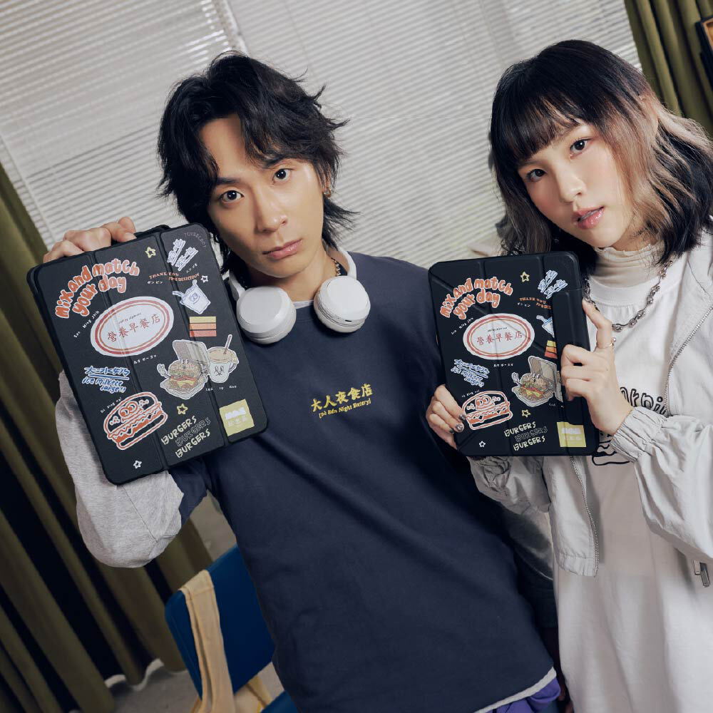 JNP早餐店塗鴉強悍磁吸iPadY折保護殼