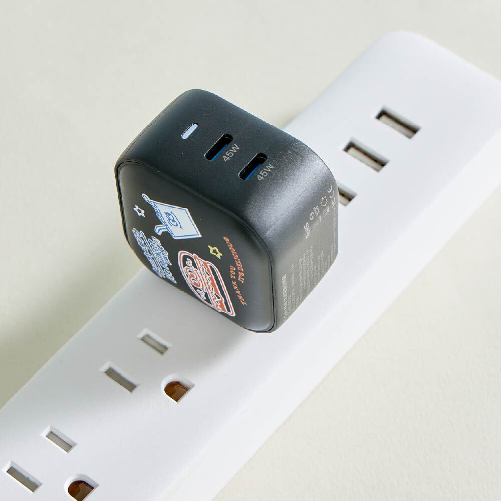JNP早餐店塗鴉GaN 45W Type-C雙孔充電頭