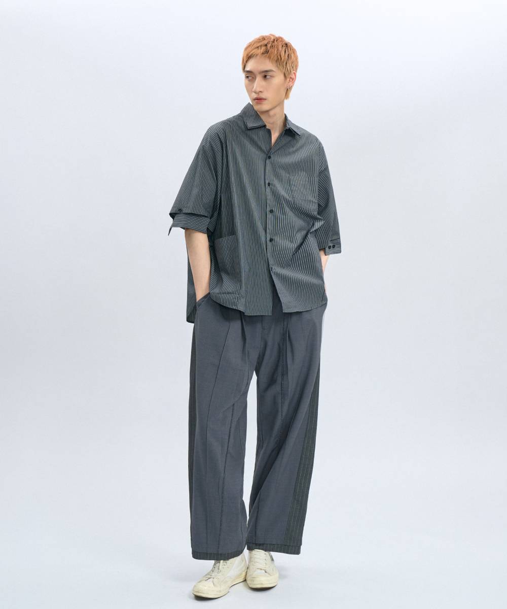 “Office Limited”Trousers 拼接條紋西裝褲