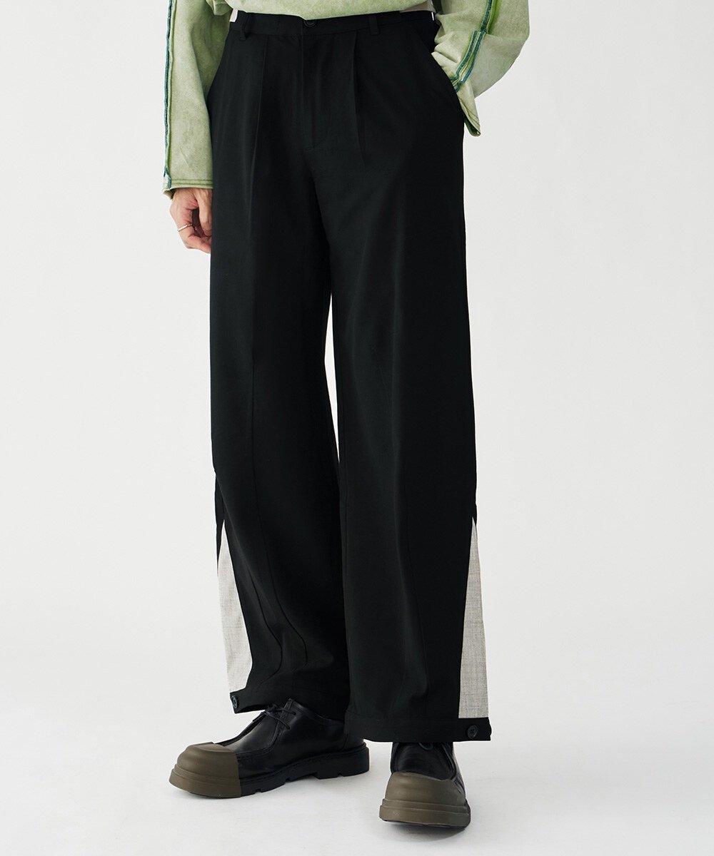 melsign聯名釦褶西料寬褲