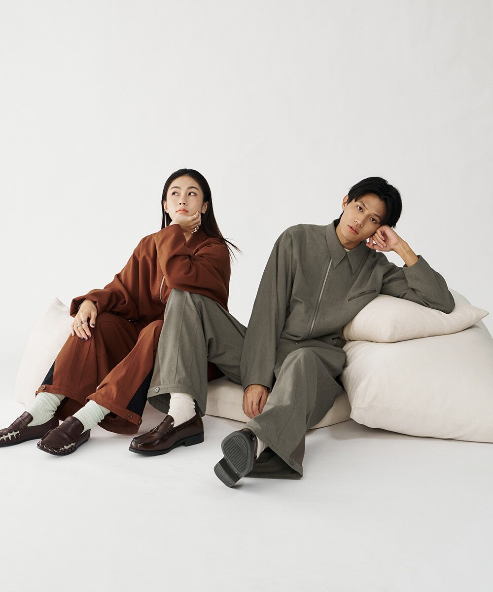 melsign聯名釦褶西料寬褲