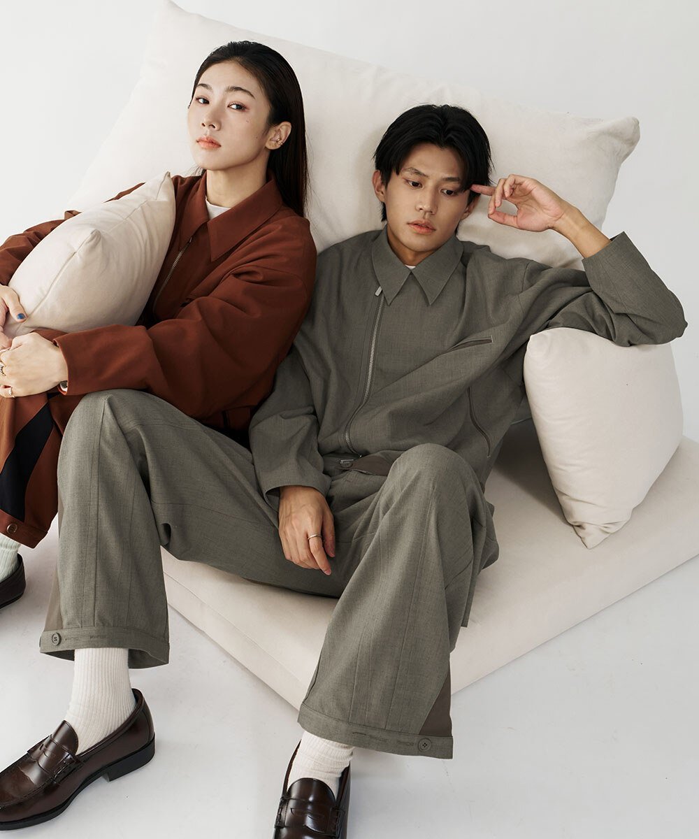 melsign聯名釦褶西料寬褲