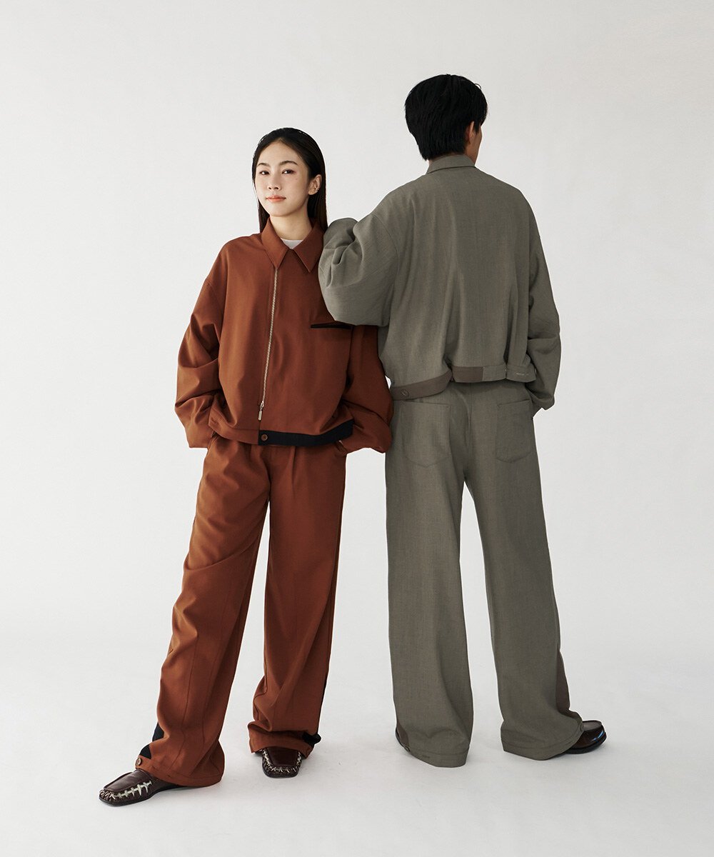 melsign聯名釦褶西料寬褲