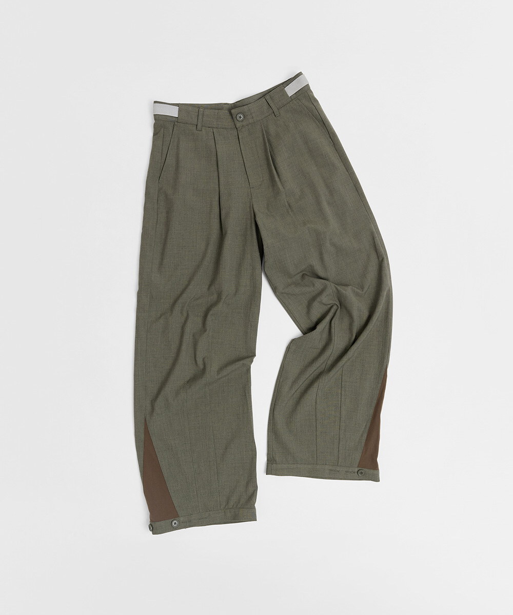 melsign聯名釦褶西料寬褲