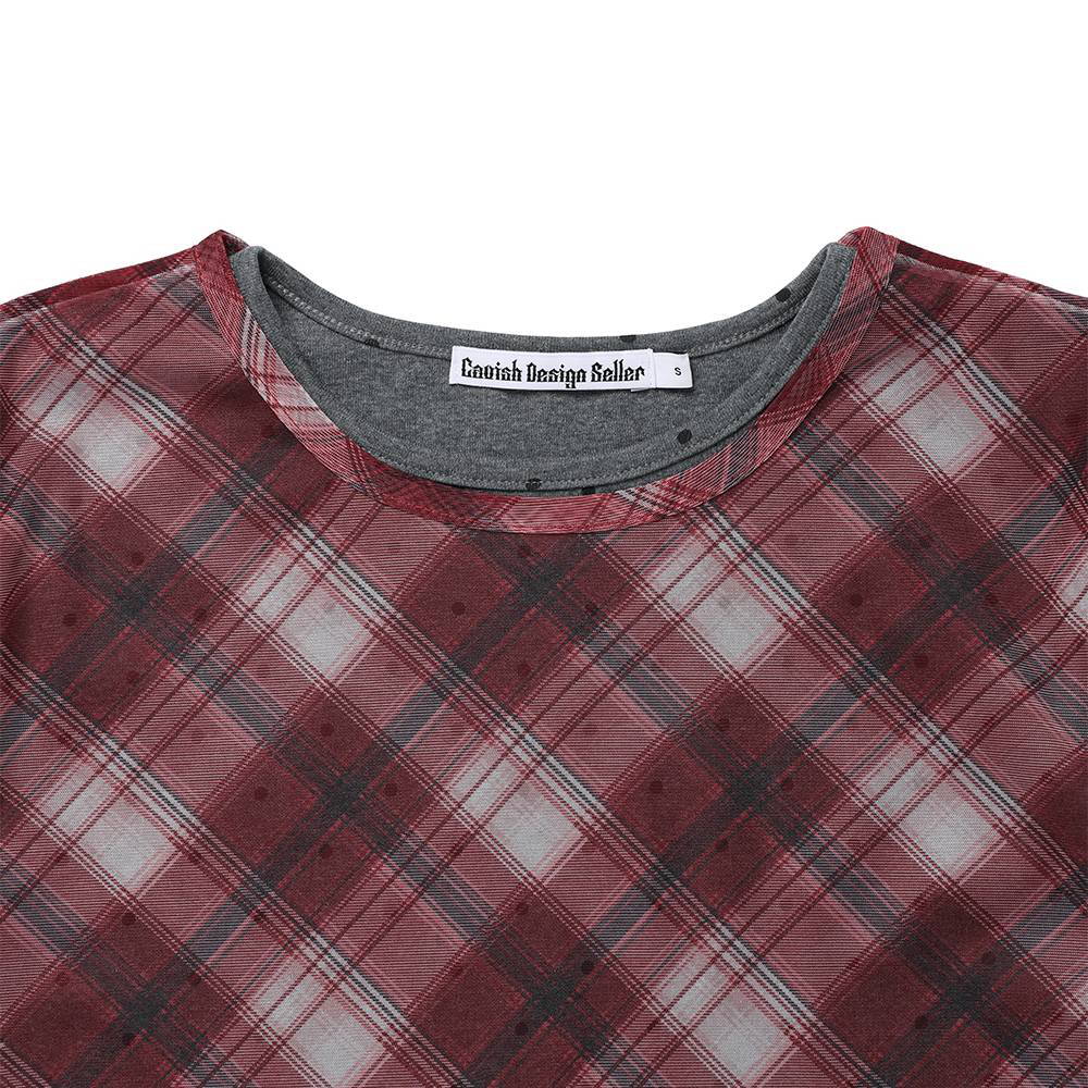 格紋層次長袖TEE SHEER CHECK LAYERED LS TEE