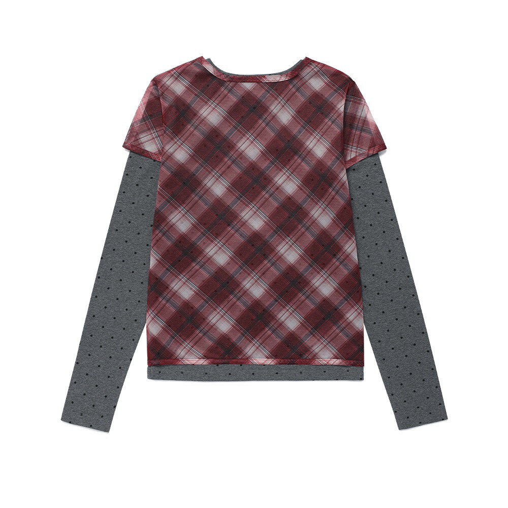 格紋層次長袖TEE SHEER CHECK LAYERED LS TEE