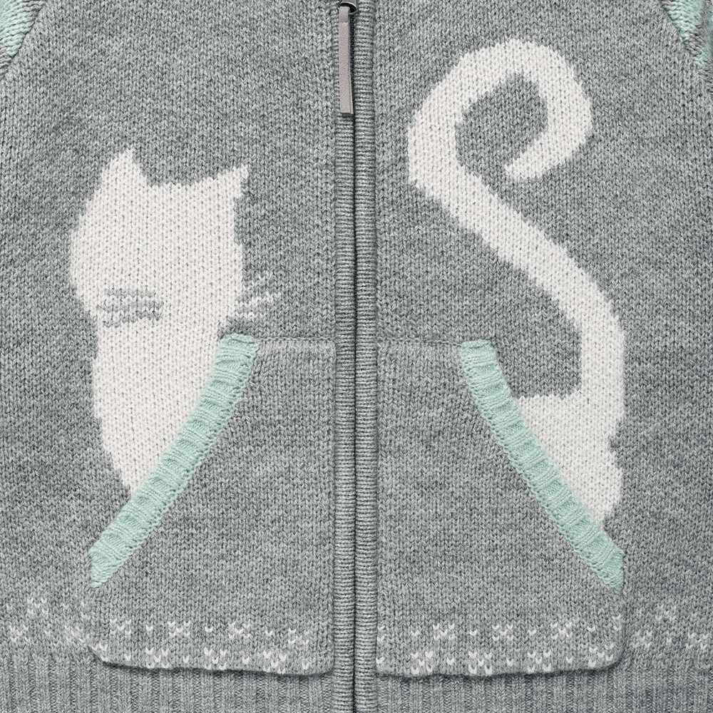 雙拉鏈針織外套 CATS BUTTON ZIP UP CARDIGAN