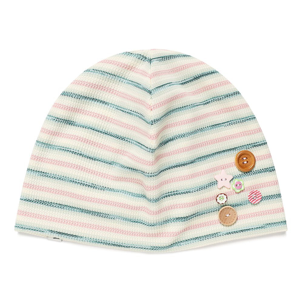 條紋鈕扣毛帽 STRIPED BUTTON BEANIE