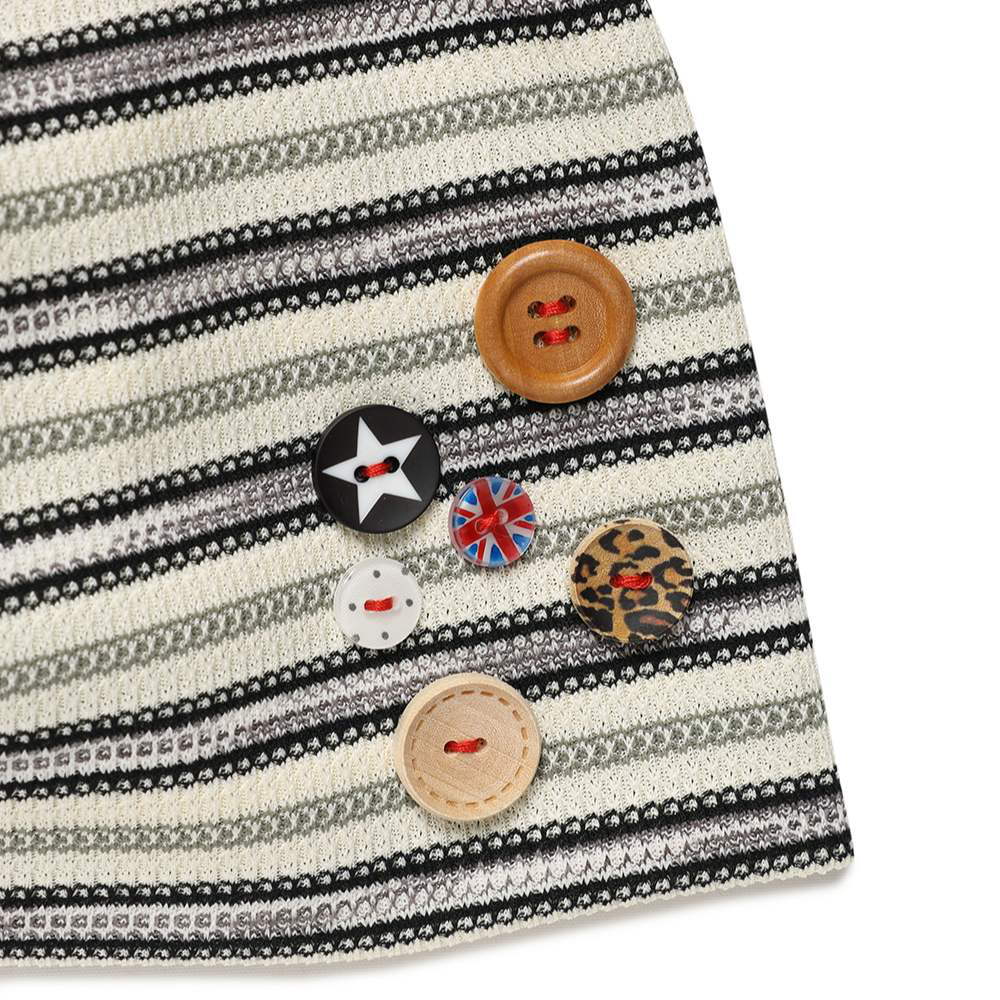 條紋鈕扣毛帽 STRIPED BUTTON BEANIE